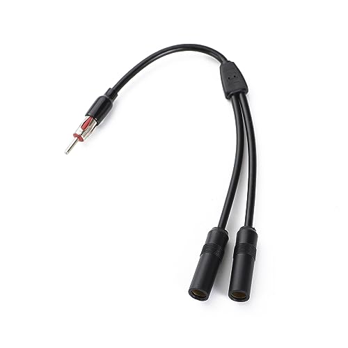 Universal car Antenna 1 Male to 2 Female Splitter Y-Shaped Radio Antenna Adapter Connector Cable FM AM Stereo Audio（12 inch） - color: FM DIN 1 Male to 2 Female