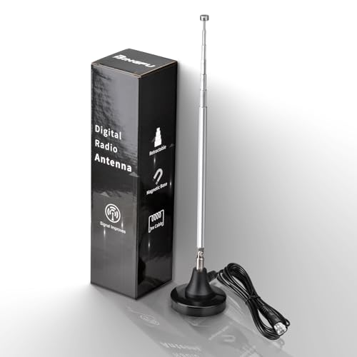 Bingfu Strong Magnetic Base FM Radio Antenna Telecopic for Pioneer Onkyo Yamaha Marantz Sherwood Indoor Digital HD FM Radio Bluetooth Home Stereo Receiver AV Audio Video Home Theater Tuner