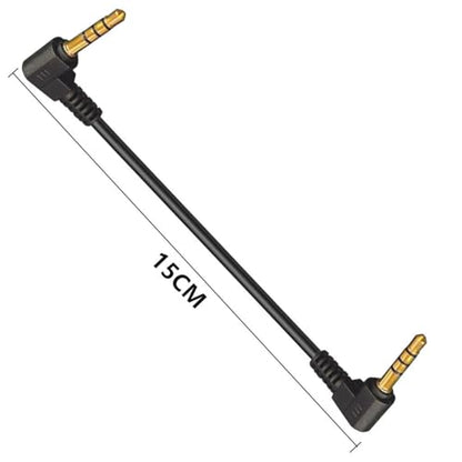 Lengthening(17mm) 4Pole 3.5mm Male to Male TRRS Audio Short Cable (15cm) - style: Double 90Deg