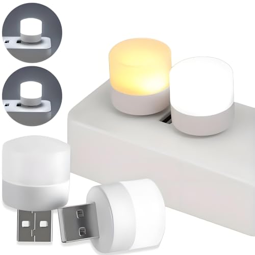6Pack Mini USB Night Light - Compact Portable Plug in LED Ambient Lighting Source for Home Kitchen Bedroom, Bathroom, Hallway, Corridor, Nursery, Keyboard, Car Tiny Decorative Lamp Bulb, Soft White - color: 6Pack Mini USB Night Light, Soft Daylight White