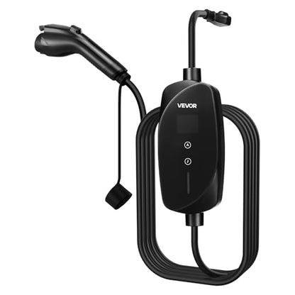 VEVOR Level 1 & Level 2 EV Charger, 16 Amp Portable Electric Vehicle Charger with 25 ft Cable, NEMA 6-20P Plug & 5-15 Adapter, J1772 Home Charging Station, LCD Display, IP66 Weatherproof