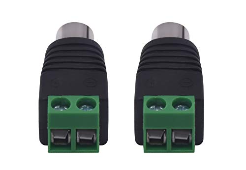 RCA Screw Terminal Connector, Audio/Video Connector Adapter, Female Jack Solderless Converter for Speaker Wire to RCA - color: 6 pack Female