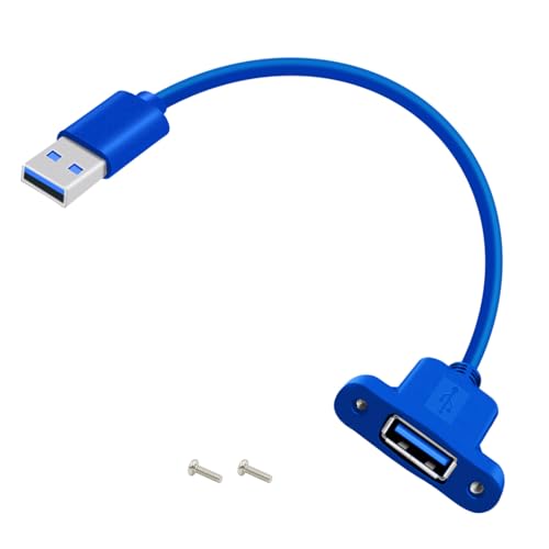 Panel Mount USB A 3.0 Extension USB Panel Mount Cable 5Gbps Data Transmit and Power Supply for Laptops PC, Car Boat Dashboard Panel (USB A Blue, 0.5 m/ 1.6 ft) - color: USB A Blue, size: 0.5 M/ 1.6 Ft