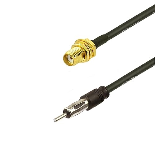 SMA Female to DIN Plug AM/FM Male Adapter RG174 Coax Cable 20 inches Pigtail Jumper Antenna Extention - color: SMA Female to AM/FM male