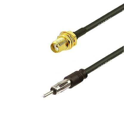 SMA Female to DIN Plug AM/FM Male Adapter RG174 Coax Cable 20 inches Pigtail Jumper Antenna Extention - color: SMA Female to AM/FM male