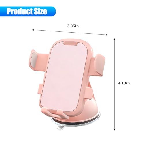 Zpana Car Phone Holder, 360° Adjustable Suction Cup Hands-Free Vehicle Windshield Dashboard Cell Phone Mount, Automotive Interior Smartphone Stand, Universal for SUV RV Truck (Pink) - color: Pink