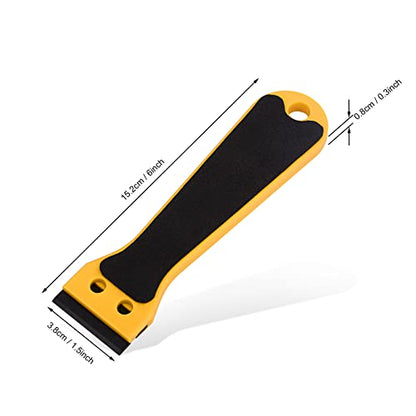 EHDIS 2pcs Plastic Razor Scraper 6-inch Long Handle Adhesive Remover Tool with 100 Double-Edge Blades for Window Tint Vinyl Scraper Decal Sticker Glue Remover (yellow) - color: Yellow
