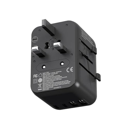 MINIX Universal Travel Adapter, International Power Plug Adapter Max 35W 3 USB C 2 USB A Ports, All-in-One Worldwide Wall Charger for USA EU UK AU up to 180+ Countries. - style: 35W Black