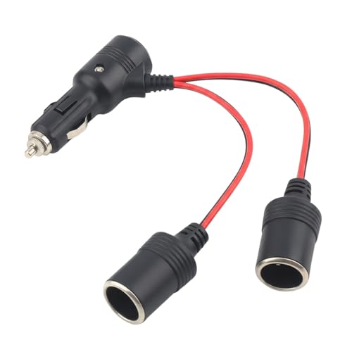 Craedli 1 to 2 Car Cigarette Lighter Splitter Adapter, 12V/24V 2-Way Splitter Automotive Power Charger Port Socket with On Off Switch, Cigarette Lighter Extension Cord with 15A Fuse (1to2) - size: 1to2