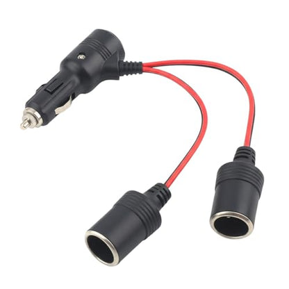 Craedli 1 to 2 Car Cigarette Lighter Splitter Adapter, 12V/24V 2-Way Splitter Automotive Power Charger Port Socket with On Off Switch, Cigarette Lighter Extension Cord with 15A Fuse (1to2) - size: 1to2