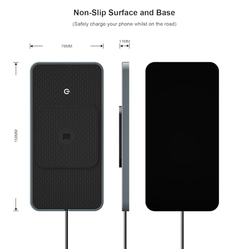 Wireless Car Charger Pad, REESTECQI 15W RGB Wireless Charger for Car Type C Non Slip Charging Pad for Car Compatible with Airpods iPhone16/15/14/13/12, Samsung Google (30CM+ 70CM Extension)