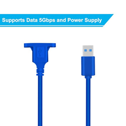 Panel Mount USB A 3.0 Extension USB Panel Mount Cable 5Gbps Data Transmit and Power Supply for Laptops PC, Car Boat Dashboard Panel (USB A Blue, 1.5 m/ 4.9 ft) - color: USB A Blue, size: 1.5 M/ 4.9 Ft
