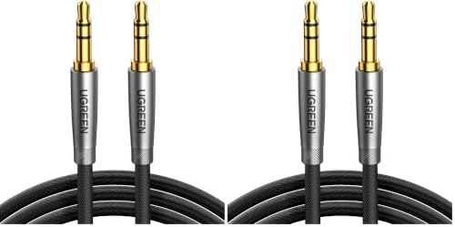UGREEN 3.5mm Audio Cable, Nylon Braided, Male to Male, Hi-Fi Sound, 3FT (Pack of 2) - size: 3 feet (Pack of 2)