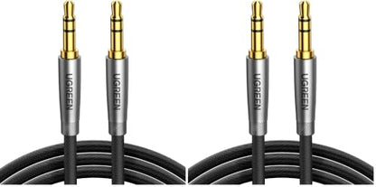 UGREEN 3.5mm Audio Cable, Nylon Braided, Male to Male, Hi-Fi Sound, 3FT (Pack of 2) - size: 3 feet (Pack of 2)