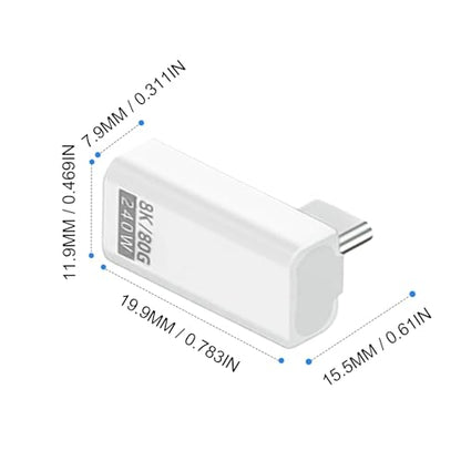 Danfetsoy 90 Degree USB C Adapter 80Gbps, 240W USB C 90 Degree Adapter Thunderbolt 5 Right Angle Type C Extender Coupler Connector for MacBook, Laptop, Tablet, VR, Camera, Smartphone, (White 2pack)