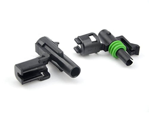 Michigan Motorsports 1 PIN Weather Pack Connectors 5 Sets 12-16 AWG used for cars, trucks, motorcycle, boat, trailer, marine, jetski (1 PIN) - size: 1 PIN