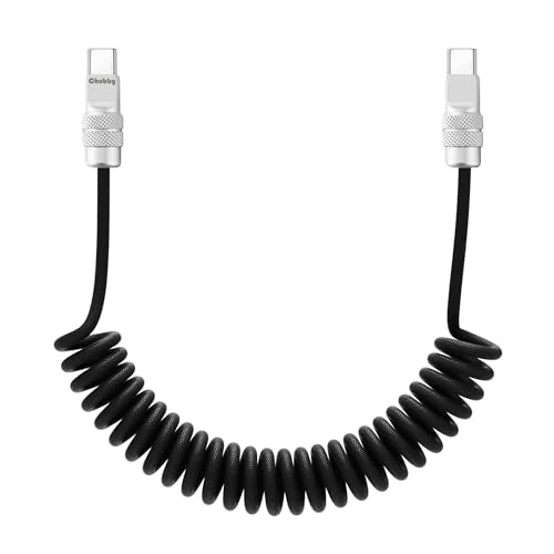 chubbycable USB C to C 240W 브레이드 코일 충전 케이블, 블랙, 1.8m(6피트) - color: 블랙., style: 타입 C-타입 C