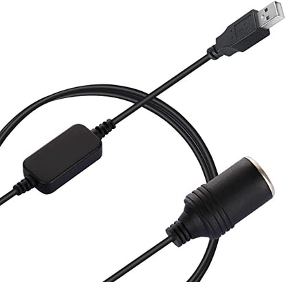 USB A Male to 12V Car Cigarette Lighter Socket Female Converter for GPS Dashcam and More-Black (0.6M/2Ft) - size: 0.6M/2Ft