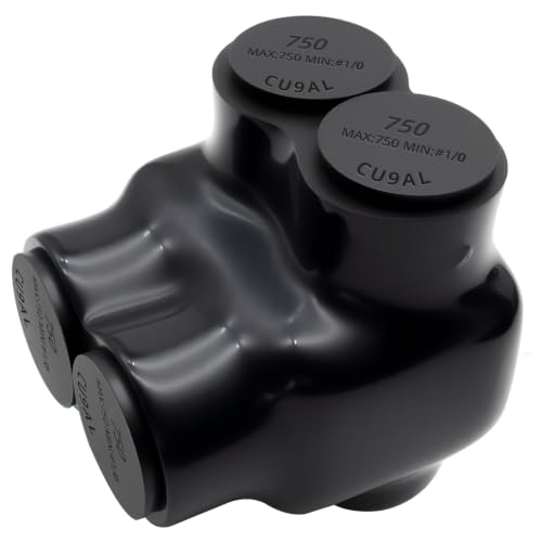 700kcmil-1/0AWG Wire Range Black Insulated in-Line Splice Connector Single Side 2 Ports 3.43”L x 3.84”W x 3.53”H, Insulated Cable Connectors and Insulated Splice Connector (1pc) - color: 1/0AWG-750KCMIL-Black, size: 2port-1pc