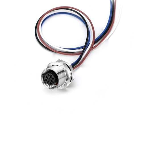 6.56Ft M12 4-Pin A Code Female Connector Cable,Panel-Back Mount Cable,Unshielded Straight Plug Socket Aviation Connector Electrical Cable for Fixed Panel,250V 4A IP67 Rated (2M) - color: 4Pin Female Rear lock, size: 6.56FT/2M