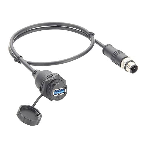 IP67 Industrial USB 3.0 Connection Cable USB A Female Socket to M12 5Pin B Code Male Flush Panel Mount Bulkhead Cable Compatible with IFM EC2099 for PDM360 NG Module,HMI,Control Panel (0.5M/1.64FT) - size: 0.5M/1.64FT