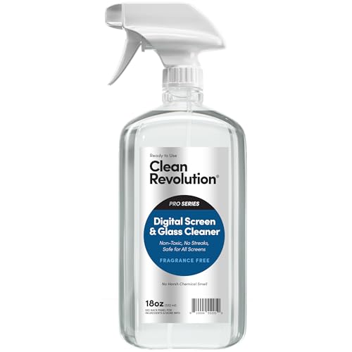 Clean Revolution Pro Digital Screen and Glass Cleaner, Spray and Wipe TV Screens, Computers, Mirrors and Windows: Non-Toxic, No Harsh Chemicals or Odors. Unscented, 18 oz (Pack of 1) - Made in USA - size: 18 Fl Oz (Pack of 1)