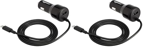 Amazon Basics 30W Fast Car Charger, 1 USB-C (18W) Cable with PD, 1 USB-A (12W) Port, Apple MFi Certified, for Phones (iPhone 16/15/14/13/12/11/X, Samsung, and More), Black (Pack of 2) - size: 18W (Pack of 2)