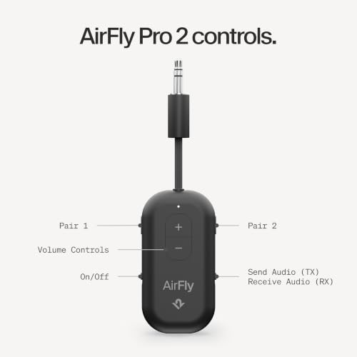 Twelve South AirFly Pro 2, Bluetooth Adapter, Pair 2 AirPods, Black - color: Black, style: AirFly Pro 2