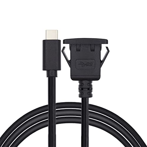 Waterproof Dustproof USB-C Type-C USB 3.1 10Gbps Extension Flush Car Latch Mount Extension Cable for Dashboard Panel - style: Panel Mount