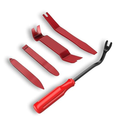 JOYCOURT 5PCS Auto Clip Pliers Set and Fastener Remover, No Scratch Automotive Door Panel Removal Tool, Car Trim Rivet Pry Tool Repair Kit for Vehicle Dash Audio Radio Installer - color: Red