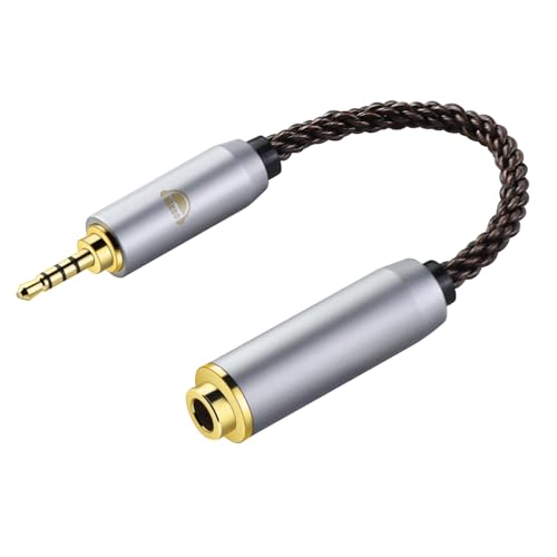 okcsc 2.5MM Male to 4.4MM Female AC8G OFC Adapter Cable,Aging Resistance PVC Material,Metal Shell,Gold-Plated Plug 2.7inch 4.4MM Female - size: 2.5MM Male to 4.4MM Female
