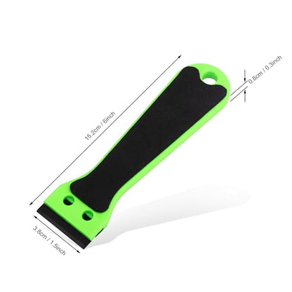 EHDIS 2pcs Plastic Razor Scraper 6-inch Long Handle Adhesive Remover Tool with 100 Double-Edge Blades for Window Tint Vinyl Scraper Decal Sticker Glue Remove (‌Neon-Green) - color: ‌neon-green