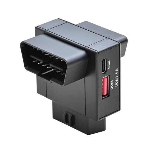 iKKEGOL OBD2 Splitter Adapter, OBD II 16 Pin 1 Male to 2 Female Extension Cable with USB & USB-C Charging Ports, OBD2 Y Splitter 2 Way Dual Converter for Diagnostic Scanner Dash Cam (Top Widest) - color: Top Widest