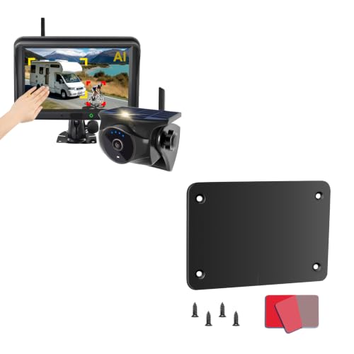 AI Magnetic Solar Wireless Backup Camera System 5" Monitor with Metal Plate