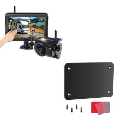 AI Magnetic Solar Wireless Backup Camera System 5" Monitor with Metal Plate