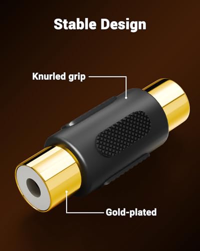 VCE RCA Female to Female Coupler, Gold Plated RCA Adapter, 6-Pack