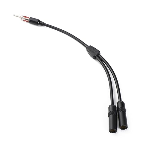 Universal car Antenna 1 Male to 2 Female Splitter Y-Shaped Radio Antenna Adapter Connector Cable FM AM Stereo Audio（12 inch） - color: FM DIN 1 Male to 2 Female