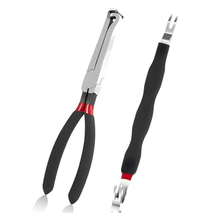 Electrical Disconnect Pliers, Electrical Connector Separator Tool, 8 inch Automotive Electrical Disconnect Pliers for Cars, Locking Push Tab Plugs - style: Straight+Separator