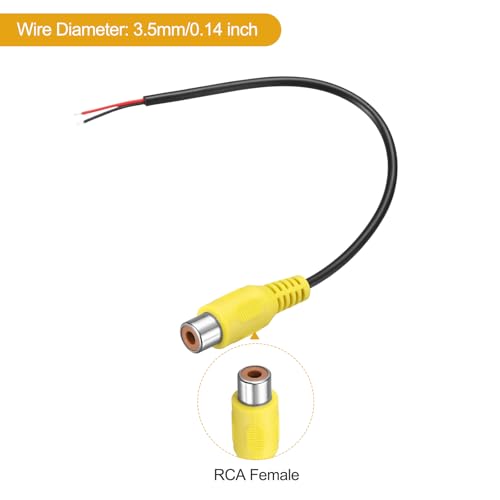 MECCANIXITY 0.7FT RCA to Bare Wire Speaker Cable, 22AWG Replacement RCA Female Plug to Open End Pigtail Audio Cable Connector Adapter for Amplifier, Home Audio Speakers