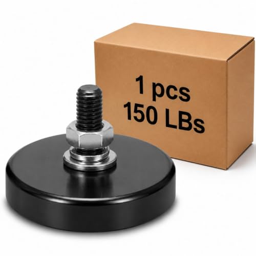 MorningRo 1 Pcs Mounting Magnets Magnetic Bases with Threaded Studs and Nuts Anti-Scratch Magnet Mounts for Lighting Camera Brackets License Plate Outdoor (150lb,1.65inch,M6) - size: 150lb,1.65inch,M6