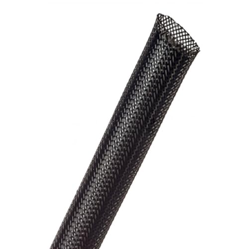 Kable Kontrol Flame Retardant PET Expandable Braided Sleeving 1/4” Inch ID 50 Feet Long - UL94 V0 Fire & Abrasion Resistant Flexible Sleeve Wire Management for Home, Industrial Use – Black - color: Black, size: 0.25 Inch (1/4") - 50 Feet