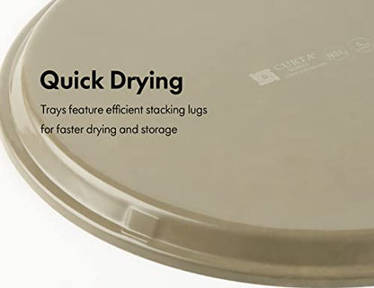 CURTA 2-Pack 14 Inch Non-Slip Serving Tray, Brown Round Server Tray - color: Brown-round, size: 14 Inch