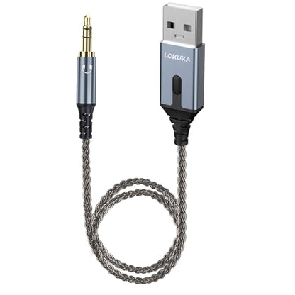 Bluetooth 5.3 to Aux Adapter for Car or Speaker, 3.5mm Bluetooth Receiver with 8-Strand Single Crystal Copper Cable, Aluminum Alloy Shell, for Hands-Free Calls, Voice Navigation, Phone Music - color: Space Gray