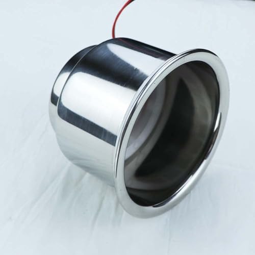 2Pcs Blue LED Boat Cup Drink Holder,Stainless Steel Polished Cup Holder for Boat,12V,Water Proof for Marine Boat Rv Camper