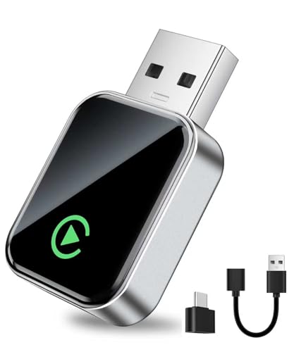 UANTIN Wireless CarPlay Adapter for Apple iPhone iOS 10+ & Cars from 2015+, Mini Edition, Converts Factory Wired to Wireless CarPlay Dongle Plug & Play, USB A/C