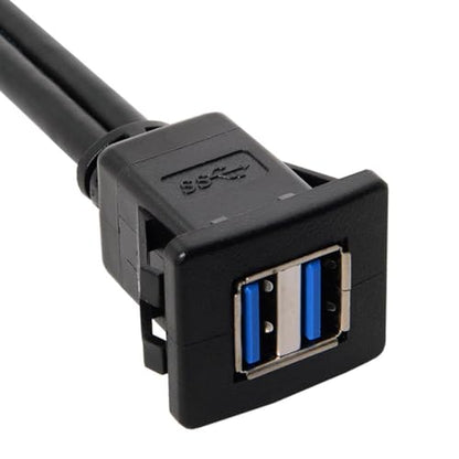 chenyang USB 3.0 Dual Port Flush Mount 2 Male to 2 Female Extension Cable for Car Dashboard Panel Mount - color: Dual Port Male to Female with Latch
