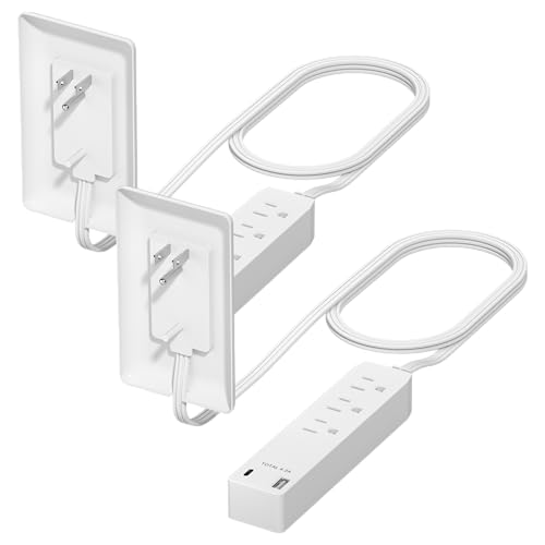 LIDER Outlet Extender with 3 Receptacles, 12W USB-A & USB-C, Flat-Face - color: White, size: 2 Pack