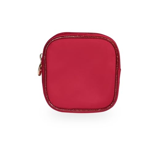dreamie - Red, Travel Bag, Cute Heart Makeup Bag, Cosmetics, Electronics, Essentials, Car, Organizer, Easy to Clean, Smooth Gold Zipper, Portable, Luxury Nylon - Hot Tamale - color: Hot Tamale
