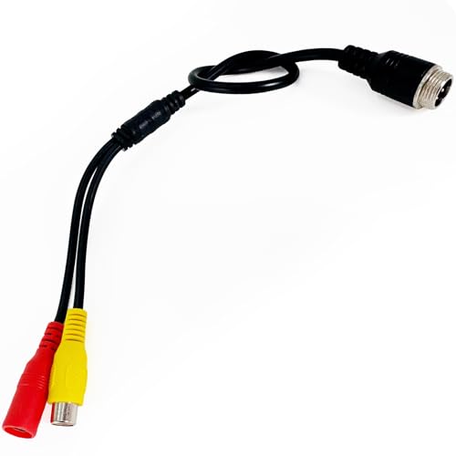 4-Pin to RCA Video Cable Adapter, Female Connector Wire with O-Ring Seal for Car Backup Camera Monitor System, AV DC Power Audio Interface
