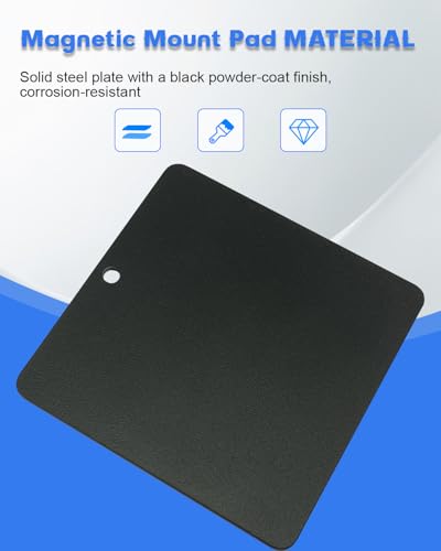 Aluminum Roof Self-Adhesive Magnetic Mount Pads|Self-Adhesive Steel Plate Enable Magnet LED Light Bar/Pod Light/Beacon/Spotlight/Radio on Aluminum Truck/SUV/RV Roof| Powder-Coated Quick Install -2 PCS - size: 2 Pack